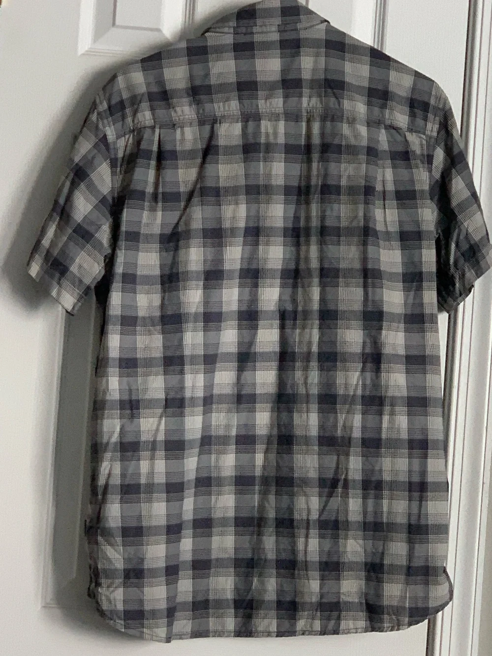 THE NORTH FACE Men’s Gray Blue Cream Plaid Short Sleeve Button Down Shirt